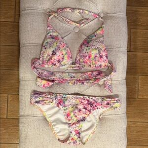 Victoria's Secret Pink Multicolor Floral Bikini Set